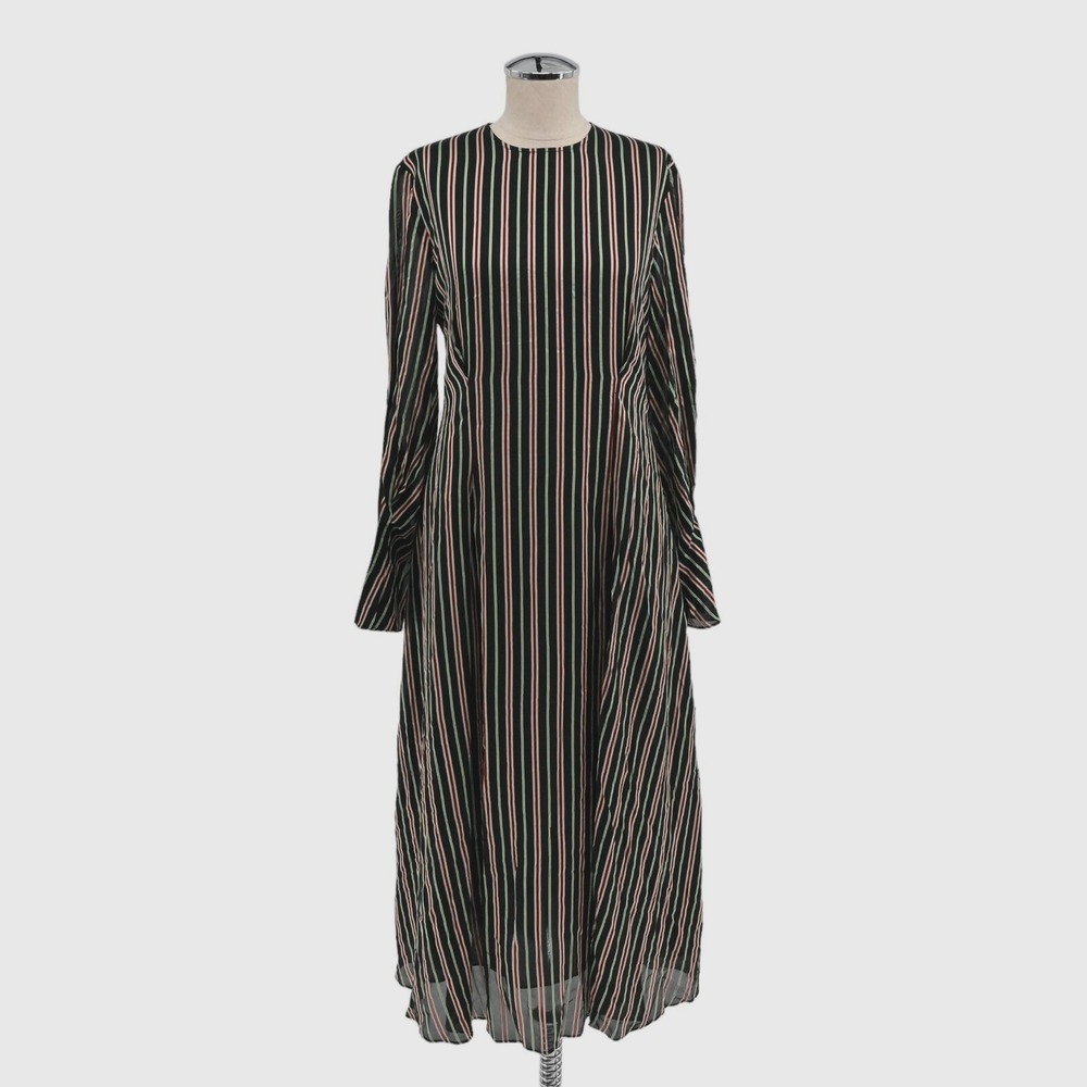 & OTHER STORIES‎ Striped Midi Dress Size 4 Black Dark Romantic Retro Steampunk